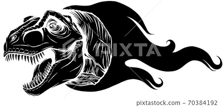 Flaming dinosaurus with flames black silhouette isolated vector illustration Flaming dinosaurus with flames black silhouette isolated vector illustration 70384192