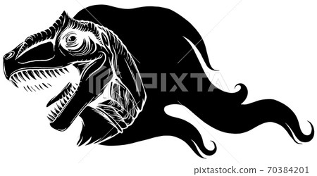 Flaming dinosaurus with flames black silhouette isolated vector illustration Flaming dinosaurus with flames black silhouette isolated vector illustration 70384201