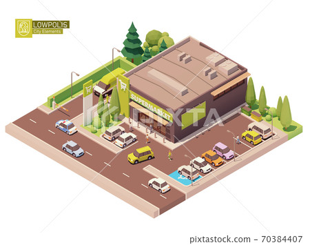 Vector isometric supermarket building Vector isometric supermarket building 70384407