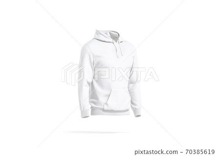 Blank white sport hoodie with hood mock up, side view Blank white sport hoodie with hood mock up, side view 70385619