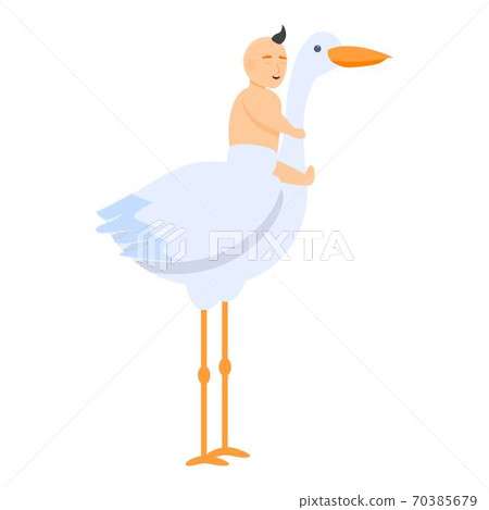 Stork baby icon, cartoon style 70385679