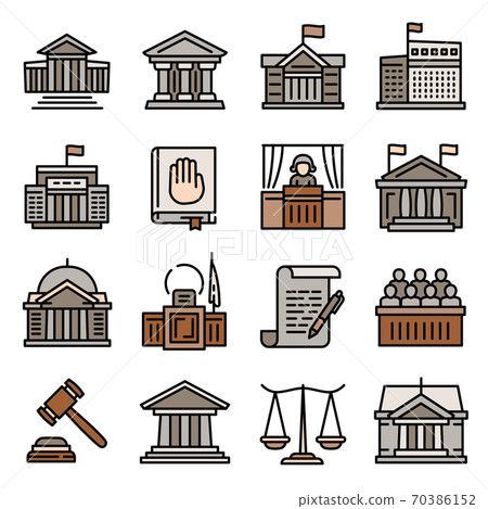 Courthouse icons set, outline style Courthouse icons set, outline style 70386152