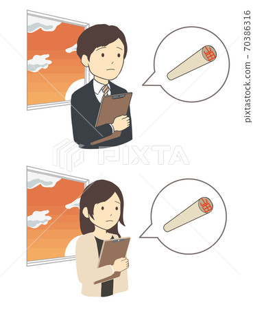 Company employee waiting for a stamp, Tsugu, upper body (no line) Company employee waiting for a stamp, Tsugu, upper body (no line) 70386316