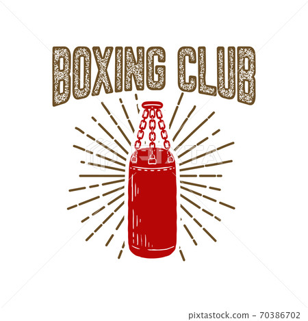 Champion boxing club. Emblem template with punching bag. Design element for logo, label, emblem, sign. Champion boxing club. Emblem template with punching bag. Design element for logo, label, emblem, sign. 70386702