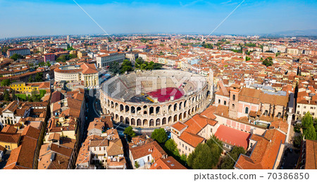 Verona Arena aerial panoramic view Verona Arena aerial panoramic view 70386850