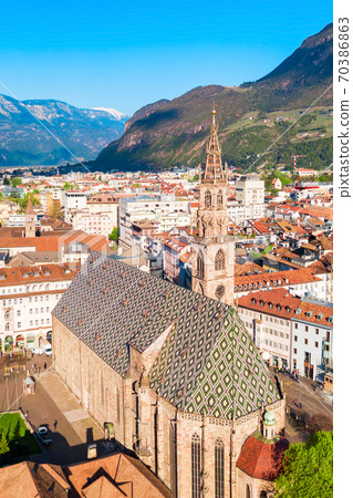 Bolzano Cathedral aerial panoramic view Bolzano Cathedral aerial panoramic view 70386863