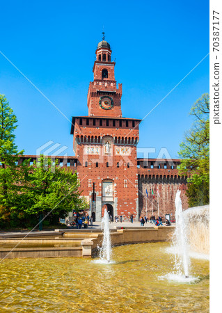 Sforza Castle in Milan, Italy 70387177