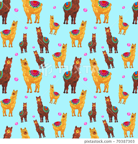 Cute alpaca seamless pattern illustration... - Stock Illustration ...
