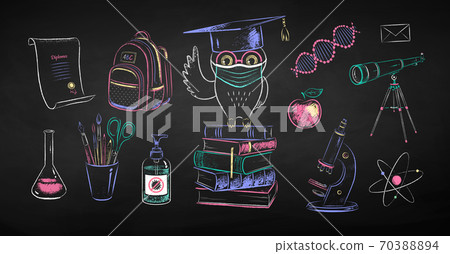 Chalk drawn education set 70388894