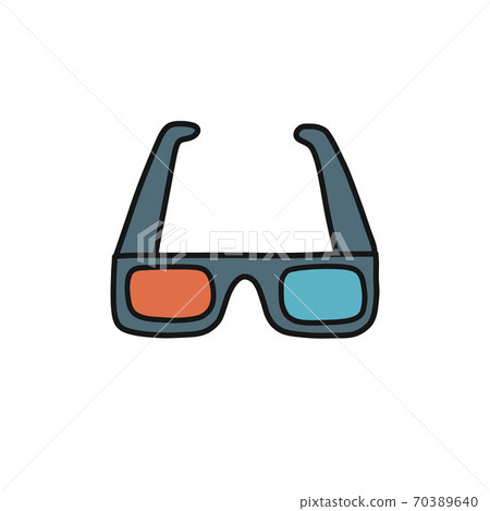 3D glasses doodle icon, vector color illustration 70389640