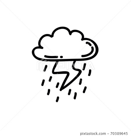 storm doodle icon, vector black line illustration storm doodle icon, vector black line illustration 70389645
