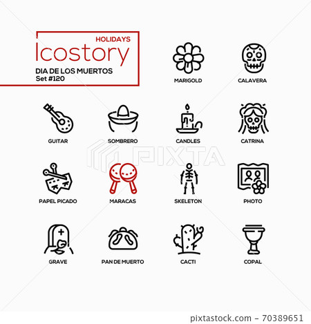 Dia de los Muetros - modern line design style icons set Dia de los Muetros - modern line design style icons set 70389651
