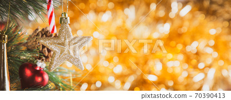 Merry Christmas holiday with star snow  70390413