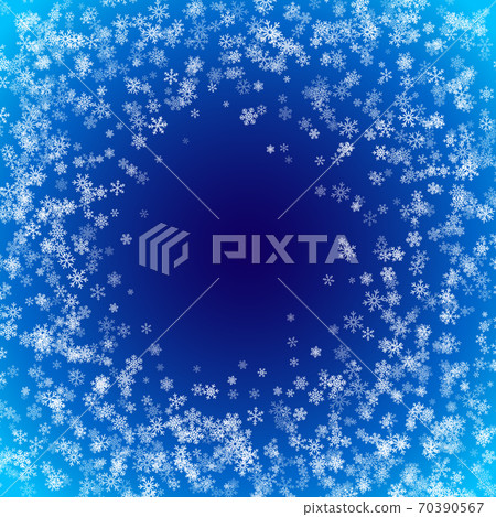 Christmas bright blue background with snowflakes. Winter vector pattern with white transparent snowflakes on a blue background for banner, greeting, Christmas and New Year card, invitation, packaging Christmas bright blue background with snowflakes. Winter vector pattern with white transparent snowflakes on a blue background for banner, greeting, Christmas and New Year card, invitation, packaging 70390567