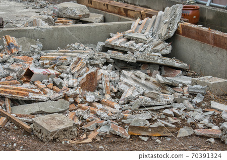 Debris from the demolition of a house Debris from the demolition of a house 70391324