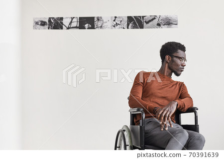 Disabled African-American Man in Art Museum 70391639