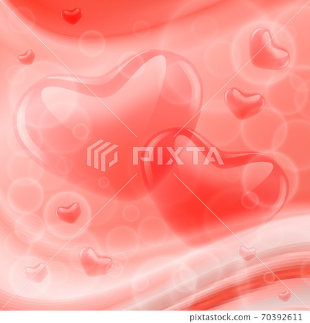 Valentines day abstract pink background with shiny heart, bokeh and light wave. 14 February. Vector illustration. Wallpaper, flyers, invitation, posters, banners 70392611