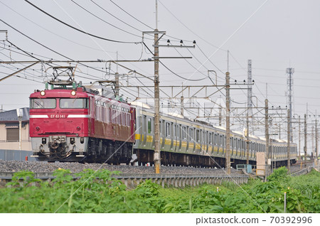 Musashino Line Minamikoshigaya-Higashikawaguchi JR East EF81-141 (Nagaoka) + E231 series 0 series B4 formation (Toyota) 70392996