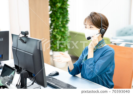 Young woman heading to the webcam Young woman heading to the webcam 70393040