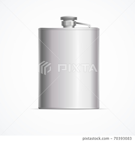 Realistic Detailed 3d Metal Hip Flask. Vector Realistic Detailed 3d Metal Hip Flask. Vector 70393083