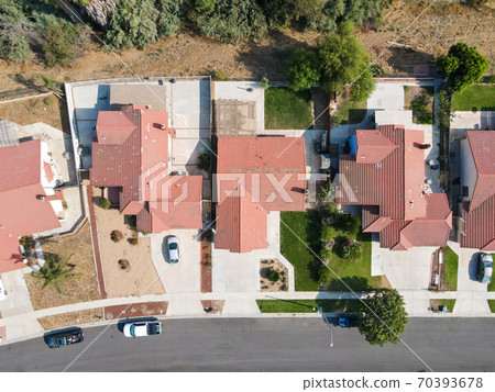 Aerial top view of Southern California houses in inland town Corona 70393678