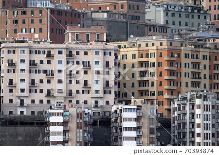 genoa town cityscape panorama from the sea harbor 70393874