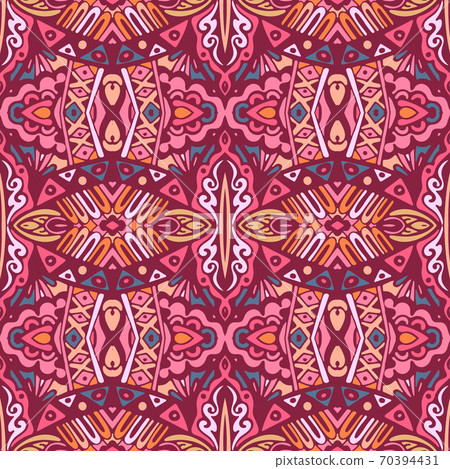 Tiled ethnic pattern for fabric. Abstract geometric mosaic vintage seamless pattern patchwork ornamental. 70394431