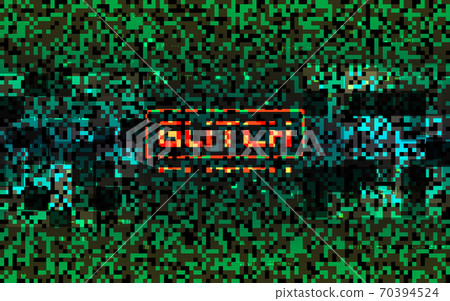 Glitch matrix concept. Green pixel composition with color distortions. Data error visualization. Color pixel noise. Hacker texture with digital chaos. Broken code. Vector illustration Glitch matrix concept. Green pixel composition with color distortions. Data error visualization. Color pixel noise. Hacker texture with digital chaos. Broken code. Vector illustration 70394524