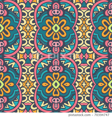 Ethnic tribal festive pattern for fabric. Abstract Doodle style seamless pattern ornamental. Indian design 70394747