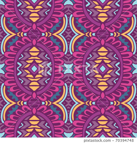 Tiled ethnic pattern for fabric. Abstract geometric mosaic vintage seamless pattern patchwork ornamental. 70394748