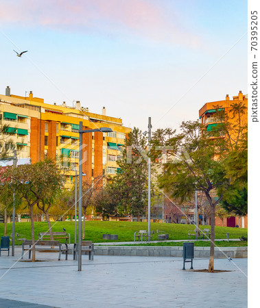 Modern cityscape district park Barcelona 70395205