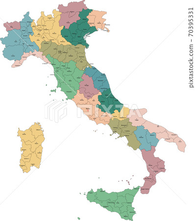 Vector illustration of administrative regions of Italy 70395331
