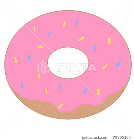 donut covered with pink icing with sprinkles 70395363