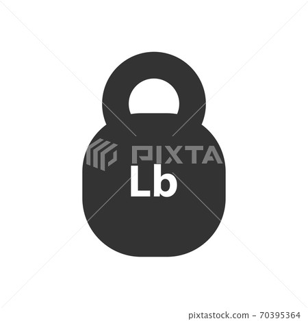 Lb, Lbs weight mass black simple flat icon 70395364