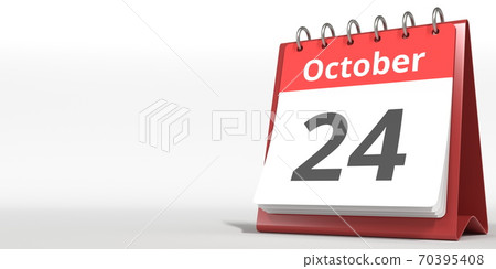 October 24 date on the flip calendar page, 3d rendering October 24 date on the flip calendar page, 3d rendering 70395408