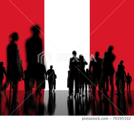 Silhoettes of people on the flag of Peru background 3d rendering Silhoettes of people on the flag of Peru background 3d rendering 70395502