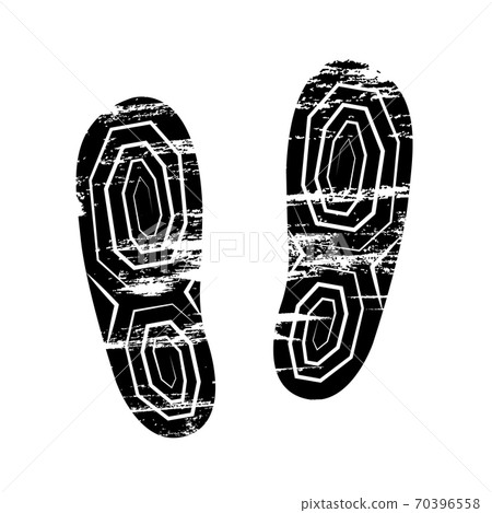 Pair footprints human shoes silhouette. Shoe soles print. Vector footstep icon, isolated footstamp on white background Pair footprints human shoes silhouette. Shoe soles print. Vector footstep icon, isolated footstamp on white background 70396558