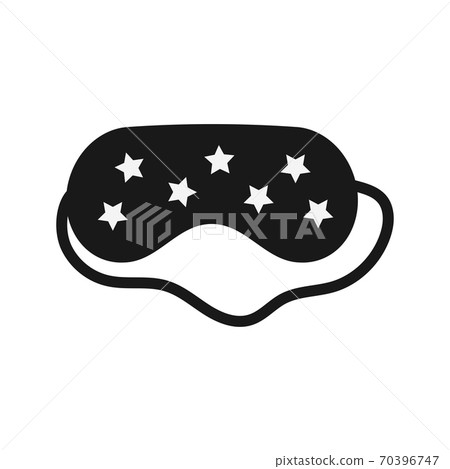 Black eye sleep mask with stars isolated on white background. 70396747