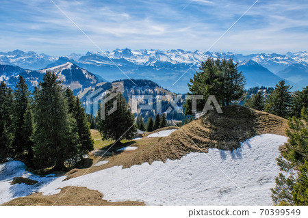 Panoramic view alps from Rigi Kulm (Summit of Mount Rigi, Queen of the Mountains) Switzerland 70399549
