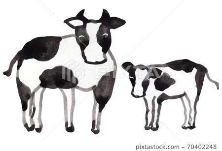 新年賀卡材料牛圖水彩 新年賀卡材料牛圖水彩 70402248