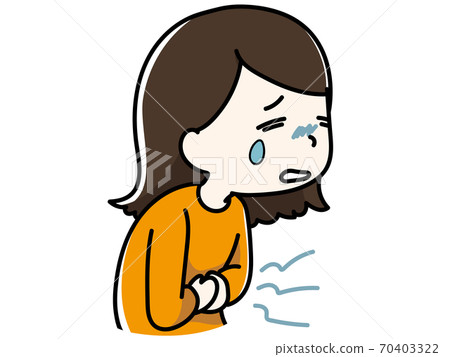 A girl who endures a stomach upset 70403322