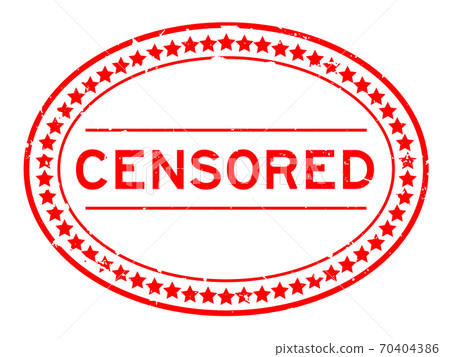 Grunge red censored word oval rubber seal stamp on white background 70404386