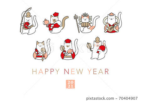 2021年慶祝日本新年的可愛貓咪新年賀卡模板矢量文件流行 2021年慶祝日本新年的可愛貓咪新年賀卡模板矢量文件流行 70404907