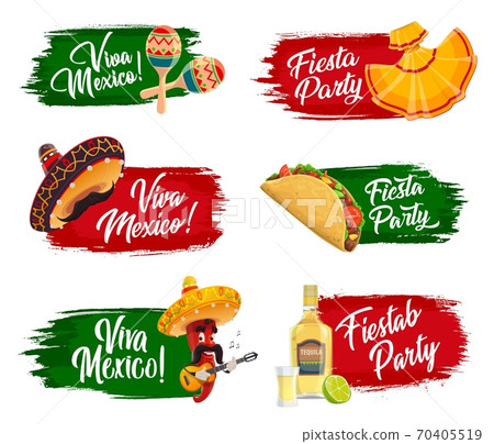 Mexican holidays icons. Fiesta party, viva Mexico 70405519