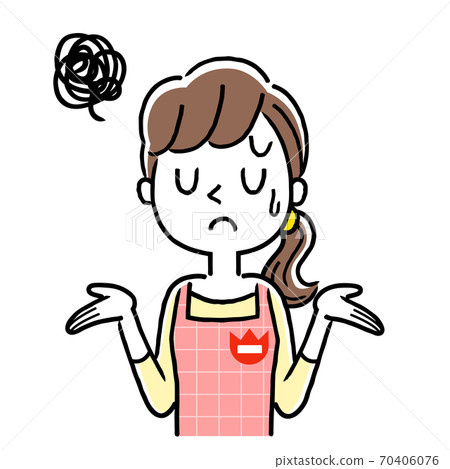 Illustration material: Young nursery woman, disgusted, embarrassed expression Illustration material: Young nursery woman, disgusted, embarrassed expression 70406076