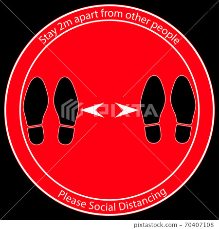 Foot Symbol Marking the standing position, the floor as markers for people to stand 2m apart, vector illustration Foot Symbol Marking the standing position, the floor as markers for people to stand 2m apart, vector illustration 70407108