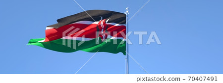 3D rendering of the national flag of Kenya waving in the wind 3D rendering of the national flag of Kenya waving in the wind 70407491