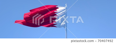 3D rendering of the national flag of Qatar waving in the wind 3D rendering of the national flag of Qatar waving in the wind 70407492