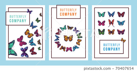 Backgrounds for social media with butterflies set of flat vector illustrations. Backgrounds for social media with butterflies set of flat vector illustrations. 70407654