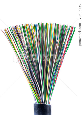 Telecommunication cable isolated on white background 70408439